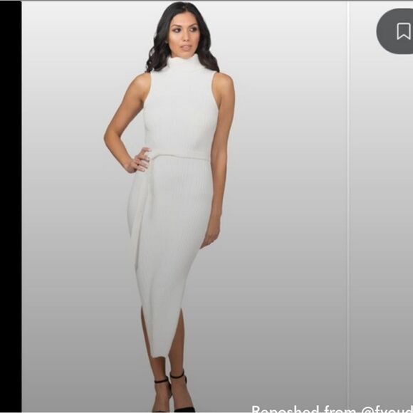 Bebe Belted Midi Sweater Dress,off white GORGEOUS - Picture 1 of 16